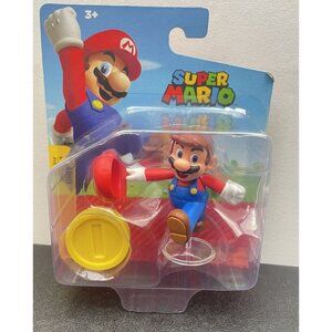 Nintendo ~ Super Mario with Coin Action Figure Collectible Jakks 2.5” (#8832)